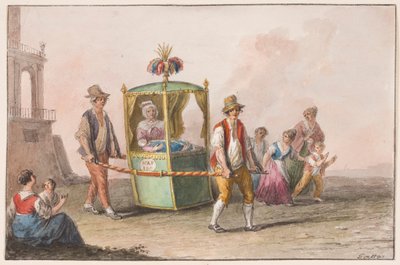 A Midwife with a Baby on the Way to Church for Christening by Unknown